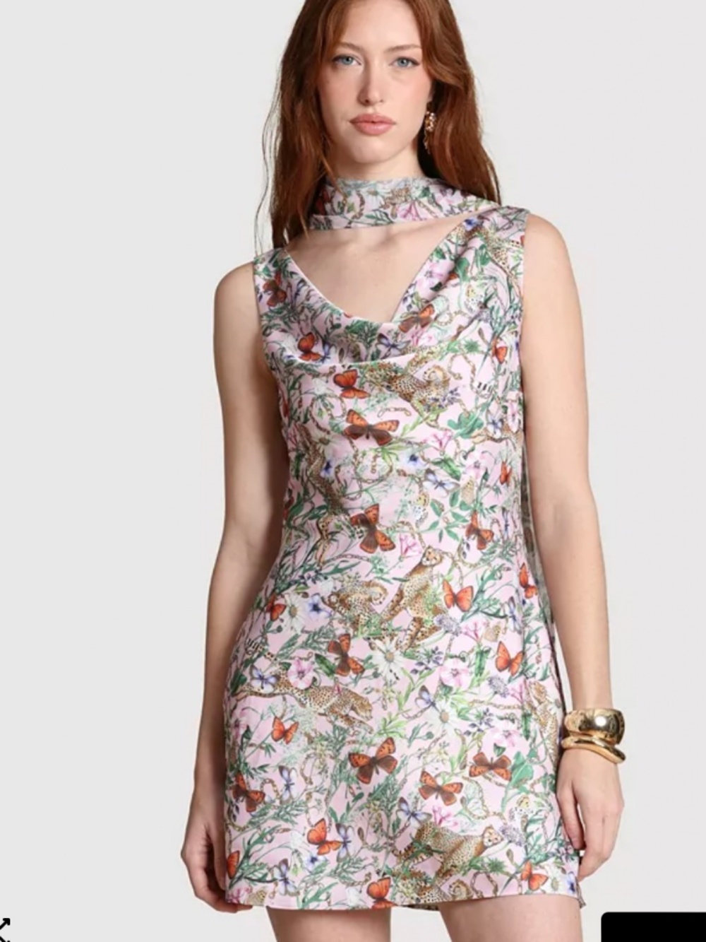 Avec Les Filles Pink Cheetah Print Scarf Dress